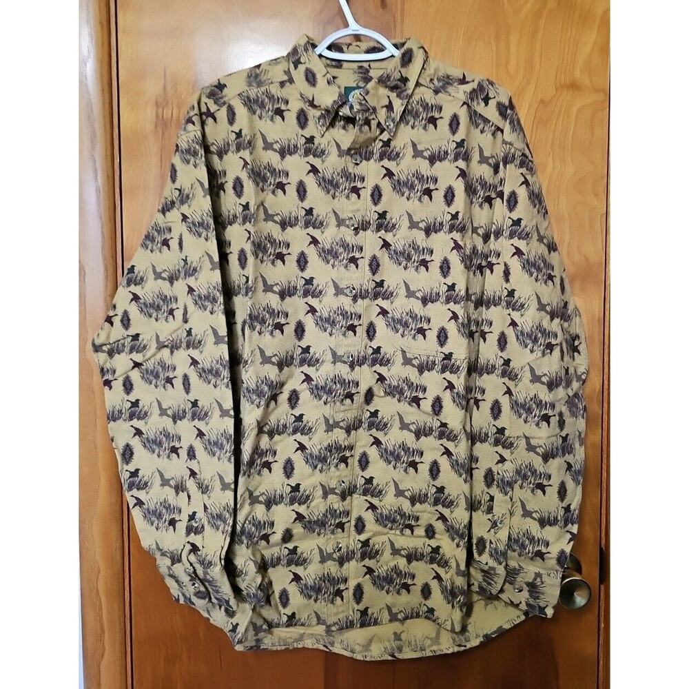 Cabela's Vintage Duck Chamois Button Down Shirt Mens Sz L Tall